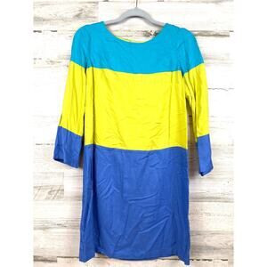 Anthropologie Maeve Womens 2 Blue Green Colorblock Mini Shift Dress Casual Chic